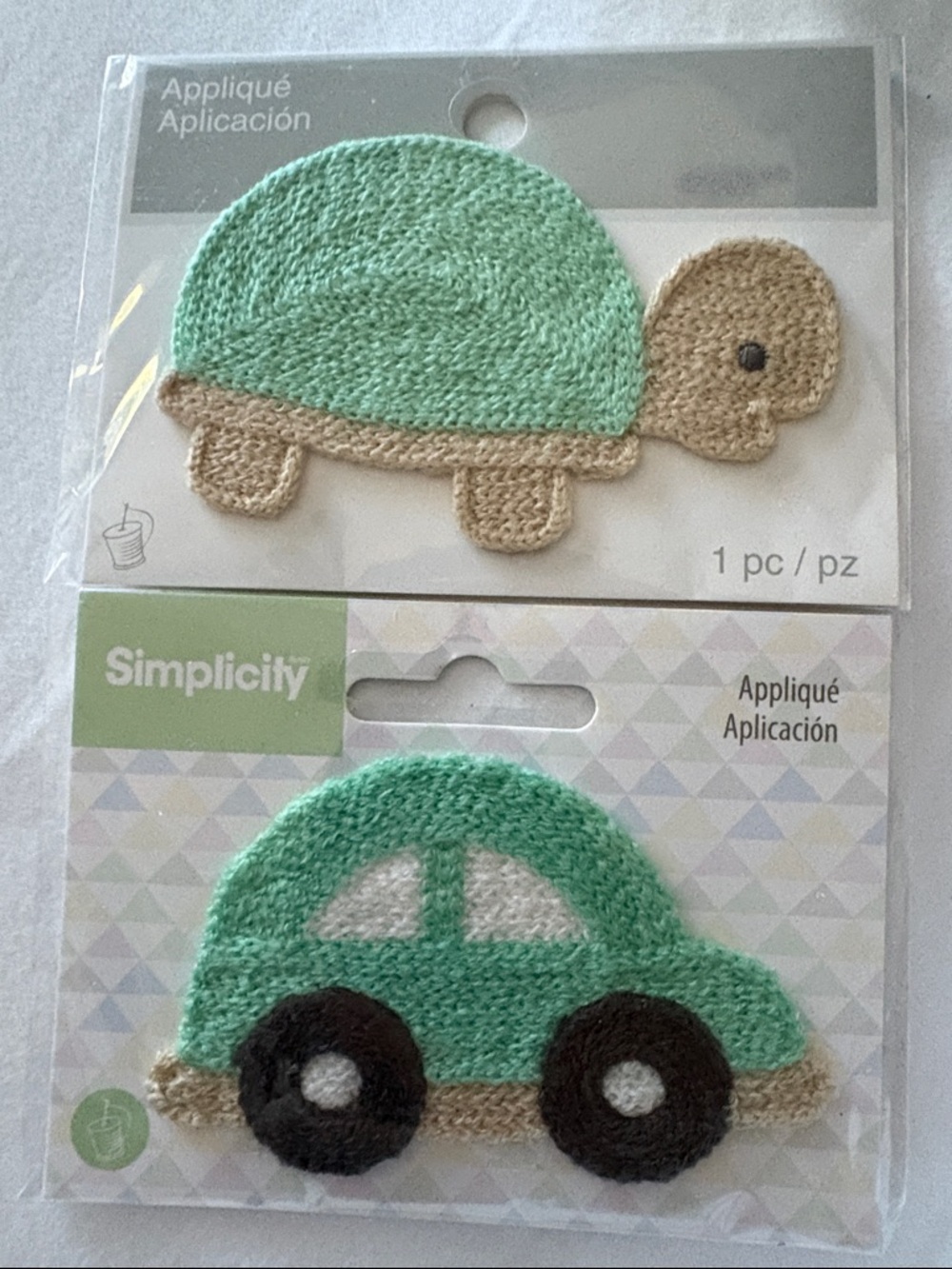 Simplicity Mint Green Turtle and Car Sew On Appliqués